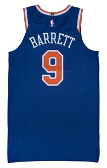 2020 RJ Barrett Game Used New York Knicks Blue Jersey Worn on February 27, 2020 Vs Philadelphia 76ers - Rookie Season (Knicks/Fanatics COA)